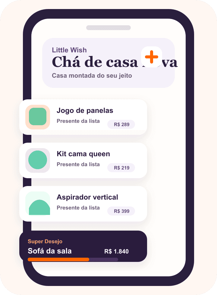 Prévia realista de lista de chá de casa nova com itens de casa, cama e eletro