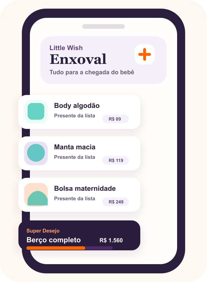 Prévia realista de lista de enxoval com body, manta e bolsa maternidade