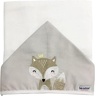 Biramar Baby Toalha De Fralda Para Bebê Com Capuz Bordada Woodland Raposa Cinza